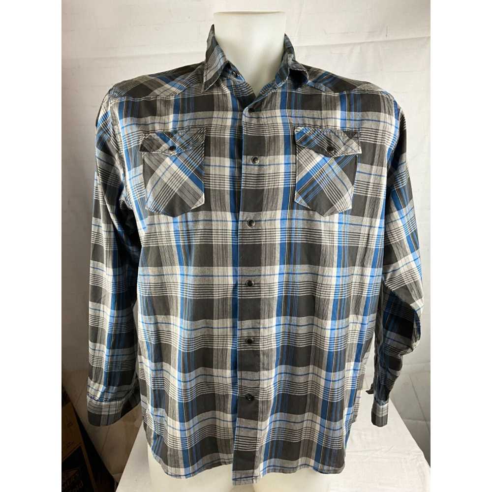 Men’s Wrangler Jeans Co Plaid Long Sleeve Button Up Western Shirt Size 3XL EUC